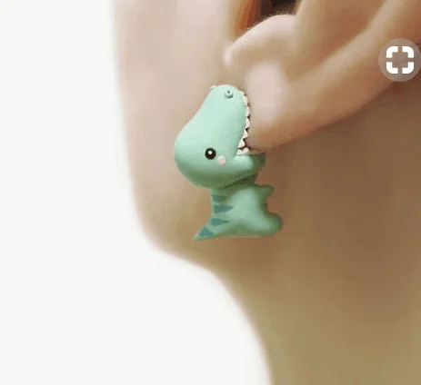 Модные серьги гвоздики из полимерной глины тираннозавр рекс женские