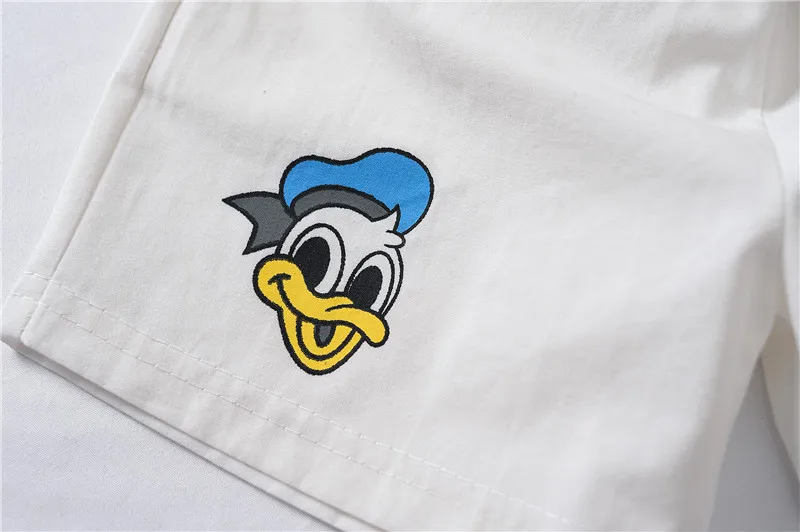 New Boy Clothes Set Summer Cotton Girl Dress Children Donald Duck T-shirt+Shorts Set 2Pcs Boys Girls Cartoon Clothing 1-6T