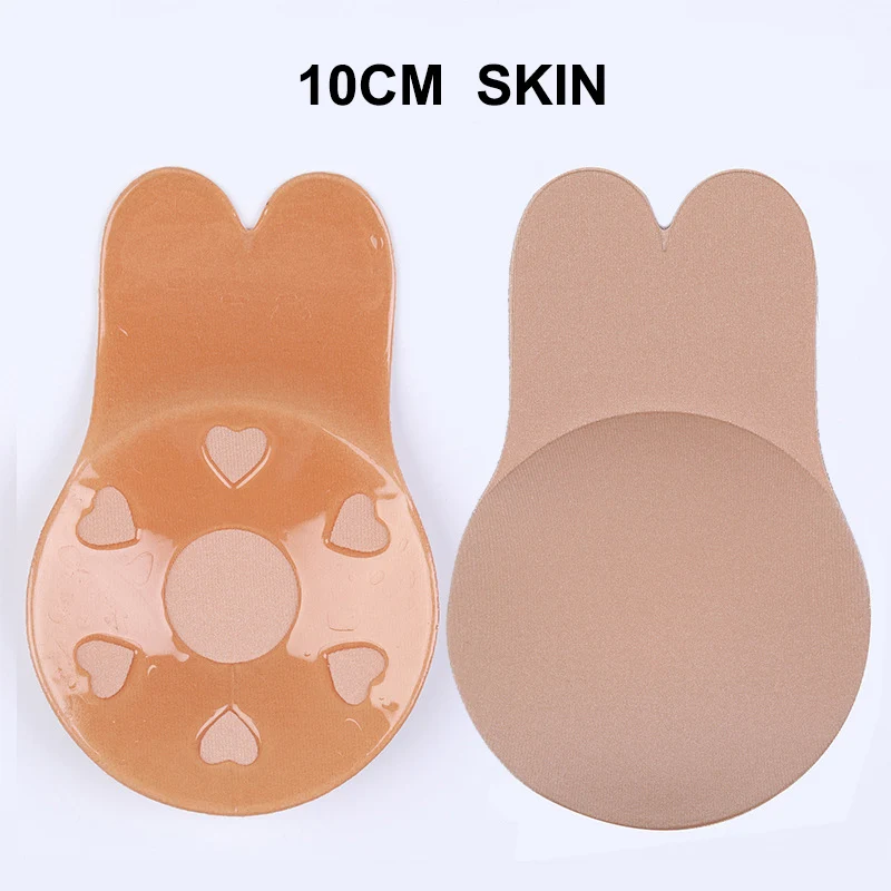 10 cm Skin 1 пара дышащих силиконовых накладных бюстгальтеров, подушечки для бюстгальтера, многоразовые самоклеющиеся наклейки на грудь с лепестками, невидимая накладка на сосок, бюстгальтер - Цвет: 10 cm Skin