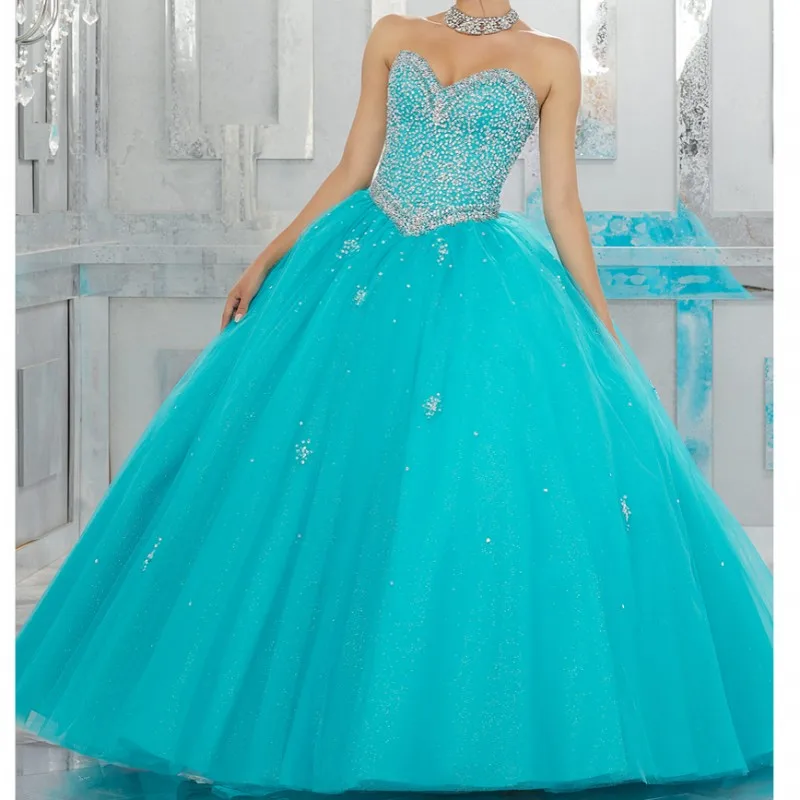 Женское бальное платье без рукавов Quinceanera длинное с бусинами и кристаллами для