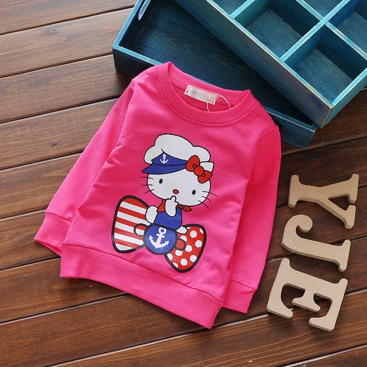 Детские Дети девочек Audel хлопок Sweatershirts футболка с длинными рукавами круглым