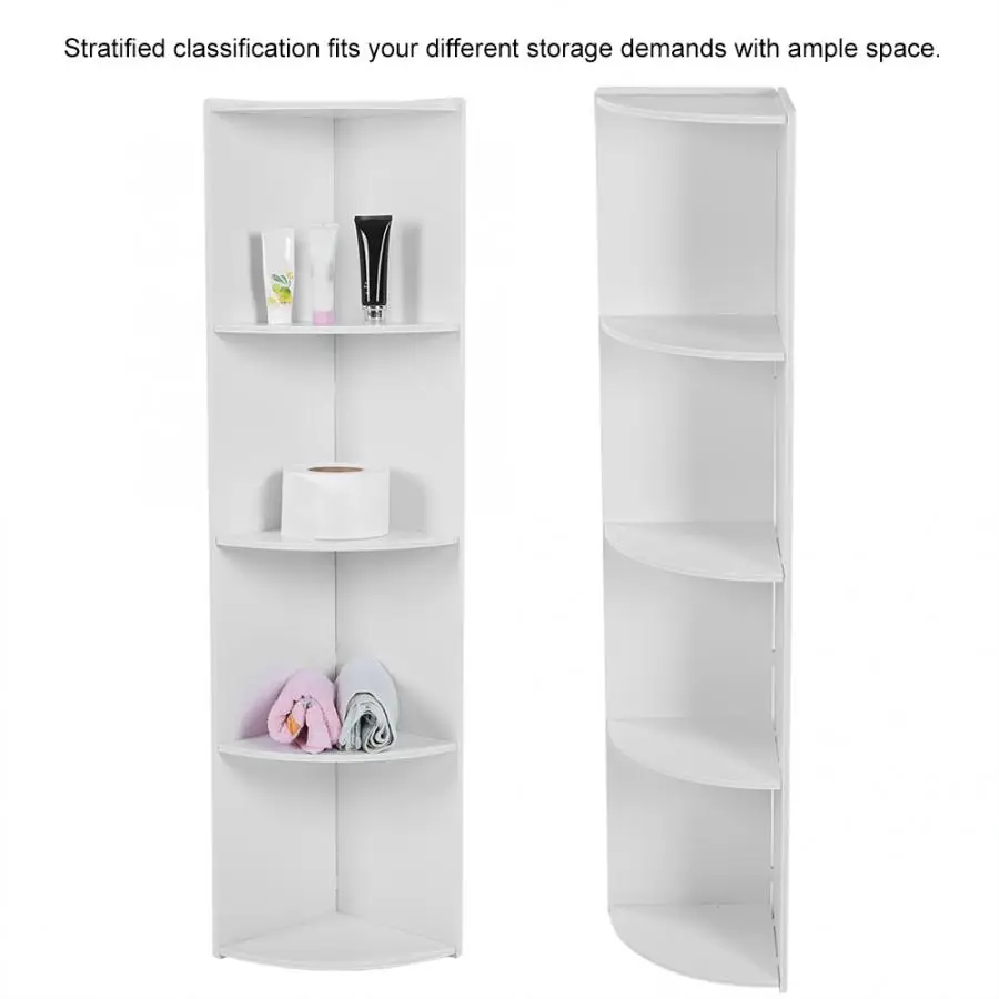 

4-Tier White Standing Storage Rack Corner Storage Shelf Bookcase Organizer Freestanding Storage Organizer