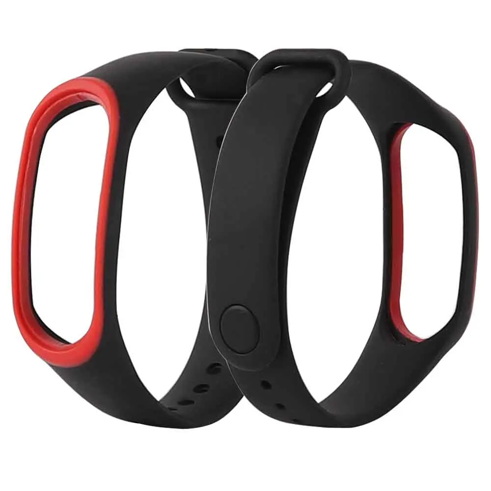 Black Red Duble color mi Band 3 4 сменный силиконовый ремешок на запястье Аксессуары Анти-потеря Спортивные ремни для Xiao mi 3 умный Браслет - Цвет: Black Red