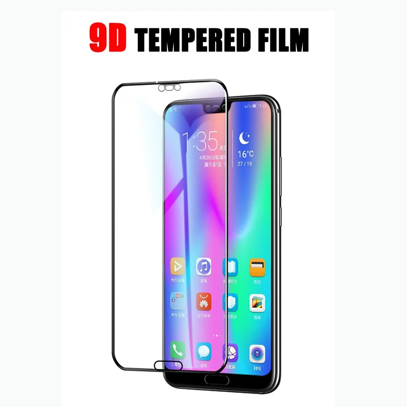 9D Full Cover Tempered Glass Film On The For Huawei Honor 8 9 10 Lite 8X Max Screen Protector Y6 Y7 Y9 2019 Protective | Мобильные