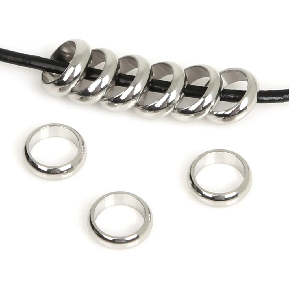 New Arrival 20/50/100Pcs Big Hole Bead Stainless Steel Spacer Beads European Ring Fitting For DIY Jewelry Accessorie | Украшения и
