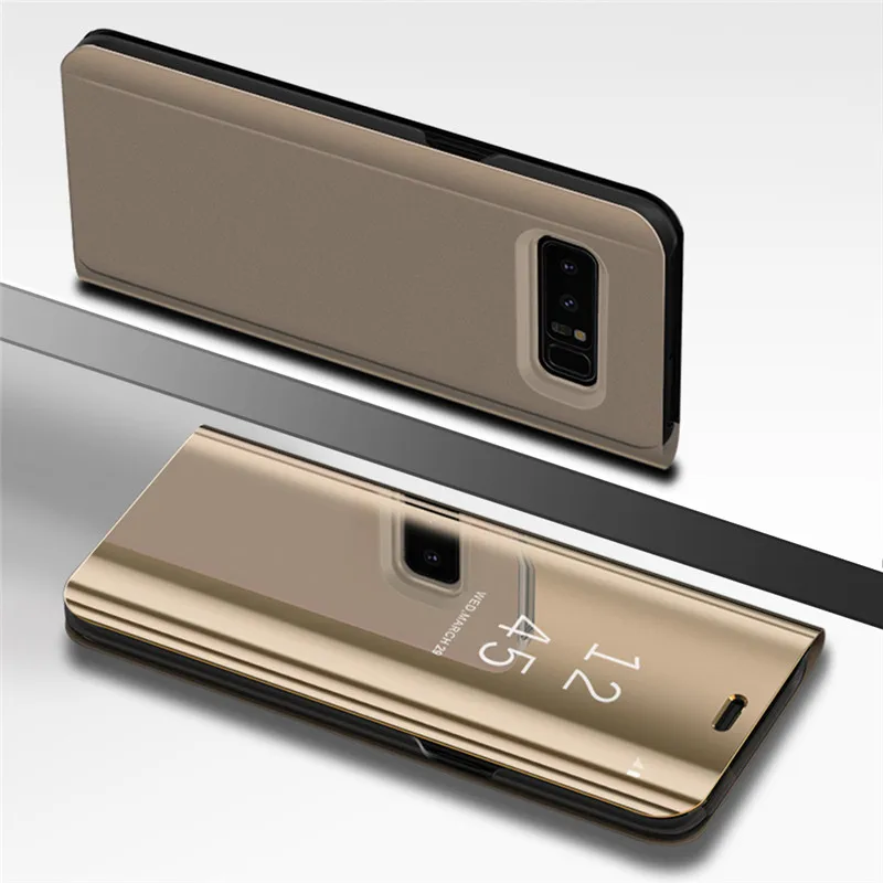 Прозрачный зеркальный флип-чехол с окошком для samsung Galaxy S9 S8 Plus S7 S6 Edge, умный чехол-подставка с чипом для samsung Note 8 9 Note 5