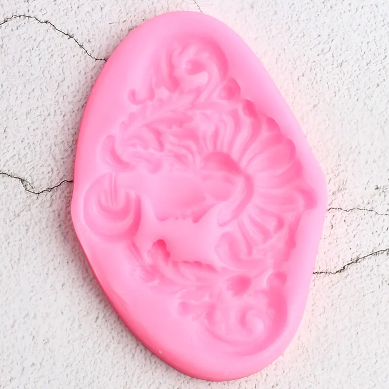 Прокрутка листьев торта границы Силиконовая Форма Богиня помадка формы цветок