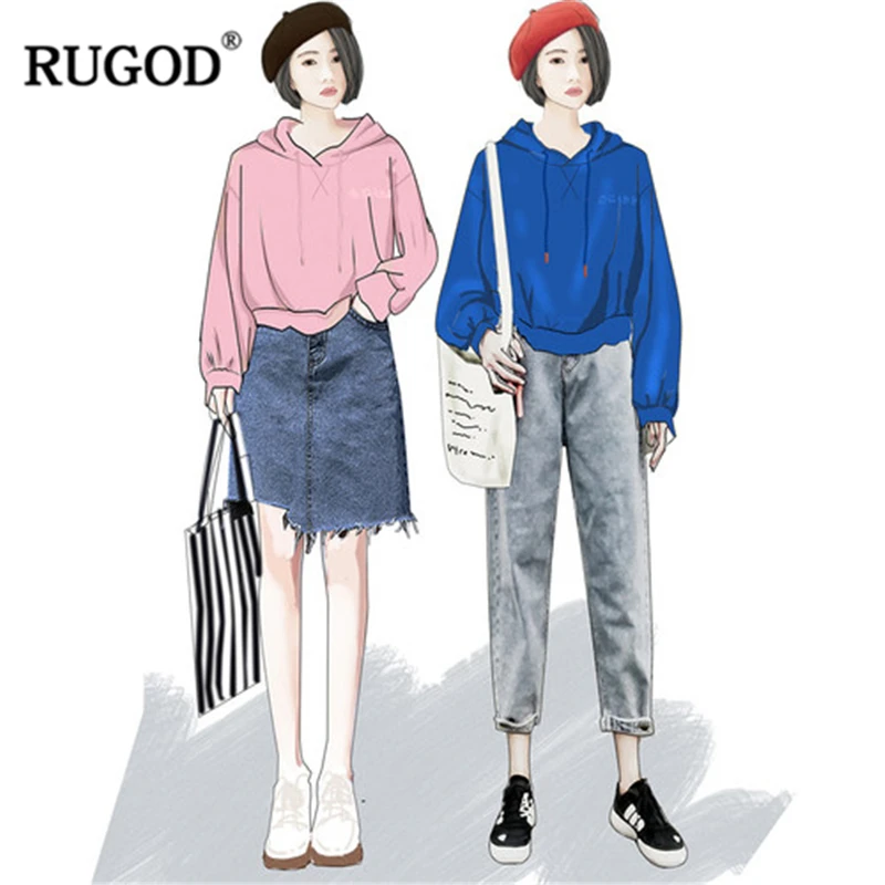 Женские повседневные толстовки RUGOD однотонные пуловеры с капюшоном и круглым