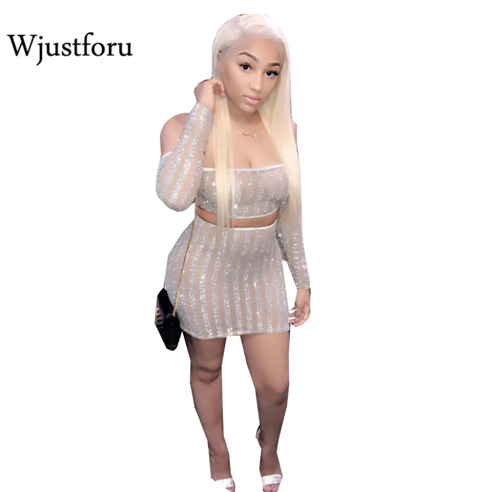 Wjustforu/модный сексуальный женский комплект из двух предметов с открытыми плечами