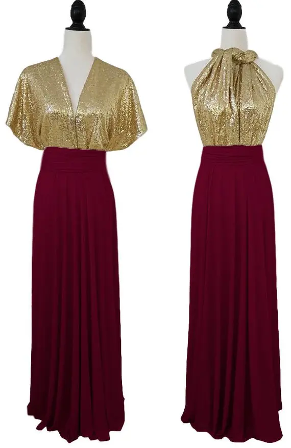Robe Demoiselle D'honneur Bridesmaid Dresses Long Chiffon with Sequins Wedding Party Dresses Vestidos De Fiesta De Noche