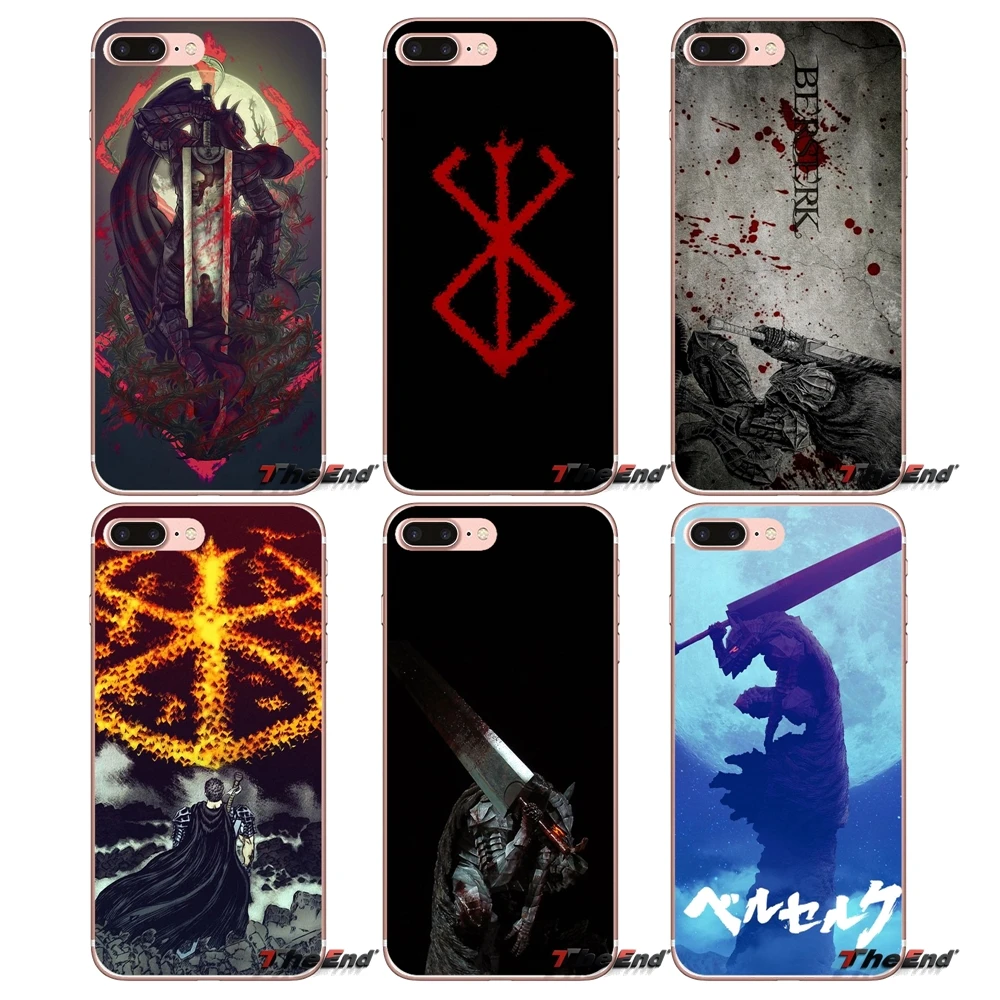 Японский Anime BERSERK для iPhone X 4 4S 5 5S 5C SE 6 6S 7 8 Plus Samsung Galaxy J1 J3 J5 J7 A3 A5 2016 2017 чехол сотового