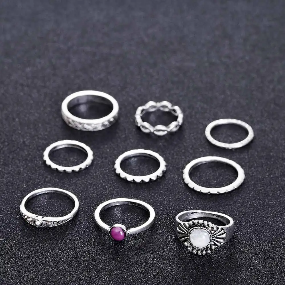 FAMSHIN 9 шт./компл. античное серебро Цвет богемные Midi палец кольца для женщин Винтаж