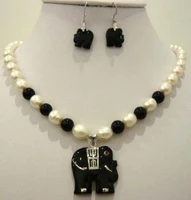 charming white pearl four colors elephant necklace earring jewelry set aaa style 100 natural noble fine jewe