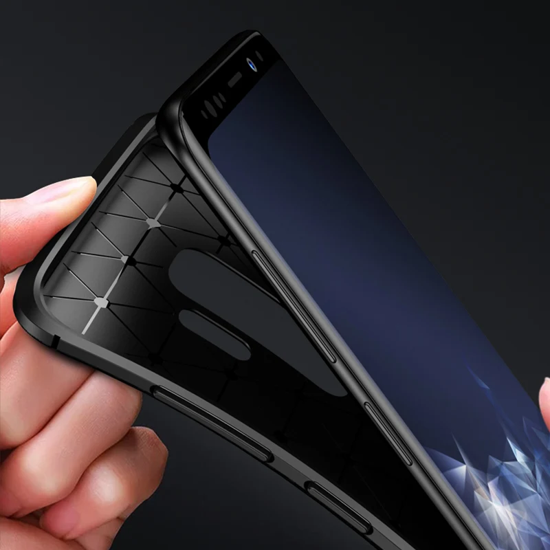 MAKAVO For Samsung S9 Plus Case Ultra Thin Soft Silicon TPU Cover Carbon Fiber Galaxy S9+ Phone Back |