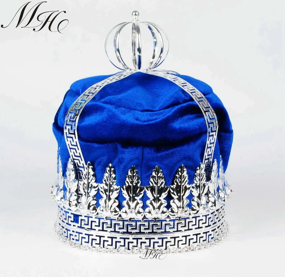 Ярко синий бархатный бижутерия для волос диадемы 9 дюймов|medieval tiara|crown kingcrown crown |
