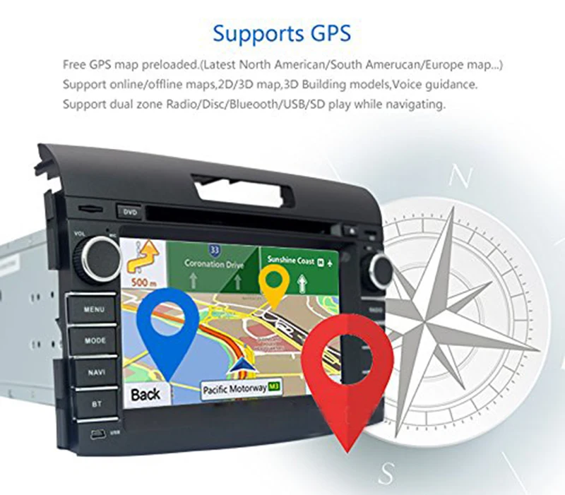 7 дюймовый автомобильный DVD плеер с GPS(opt) аудио радио стерео USB/SD AUX BT/TV Canbus головное