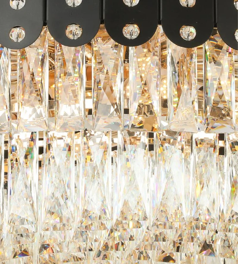 

Modern crystal chandelier living room round black LED chandelier Nordic bedroom creative warm decorative lights