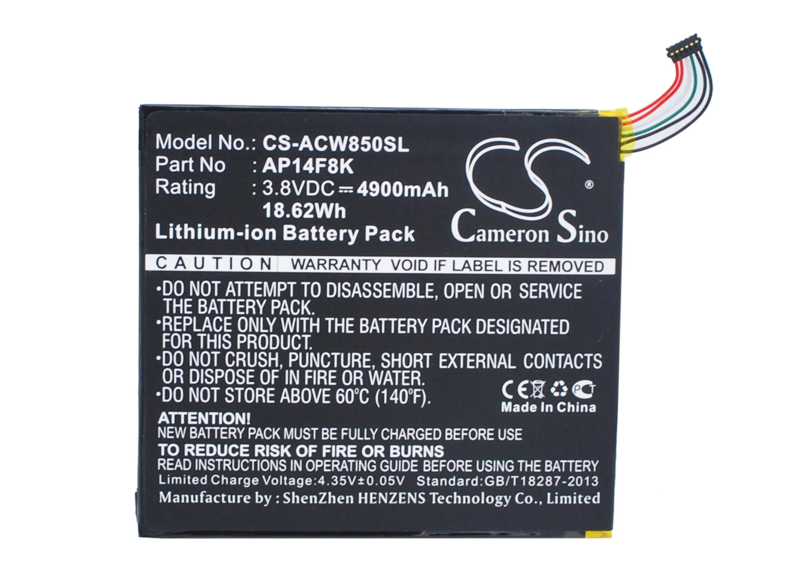 Cameron Sino батарея 4900 мАч AP14F8K для Acer A1 840 860 B1 820 830 850 WiFi 16 ГБ GT 810 One 8 W1 Sino|Цифровые
