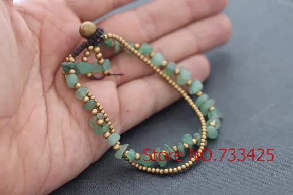 5 шт./лот зеленый гравий двойной стенд браслет с вощеным шнуром 100% ручной работы