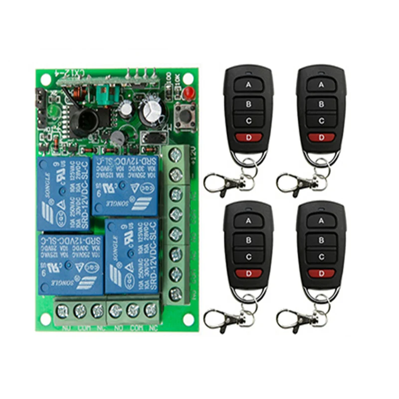 DC 12V 24V 4 канальный беспроводной Радиочастотный пульт дистанционного управления