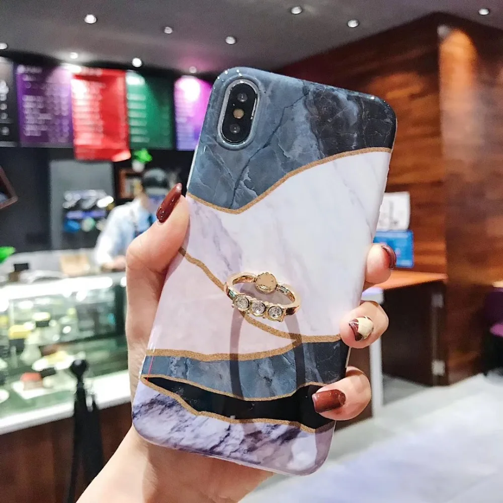 Мрамор с перстень украшенный бриллиантами для iphone 6 P S 6SP 7 8 X XS MAX XR чехол телефона |