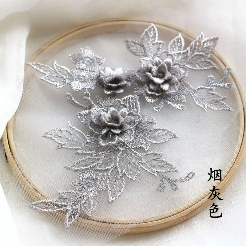1 шт. 19X15cm 13 Цвета нежный 3D свадебная фата голова украшения кружева аппликация с