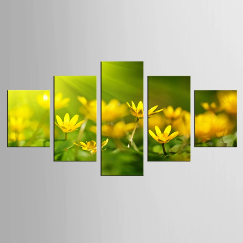 5 шт. принт Золотой Желтый цветок орхидеи Картина на холсте Современный домашний