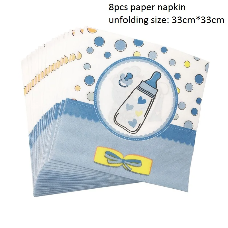 blue napkin Это мальчик девочка детская душевая Посуда декоративная бумага для вечеринок баннер соломинки салфетки пластиковая скатерть и набор столовых приборов - Цвет: blue napkin