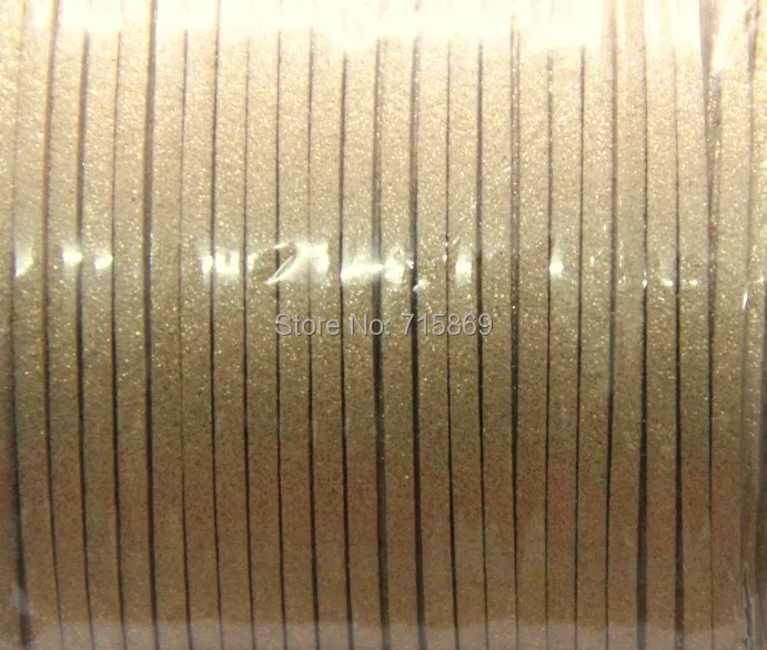 Free Ship  100 Meters 10mm x 1.5mm Metallic Light Gold Flat Faux Suede Leather Cord For Necklace and Bracelet