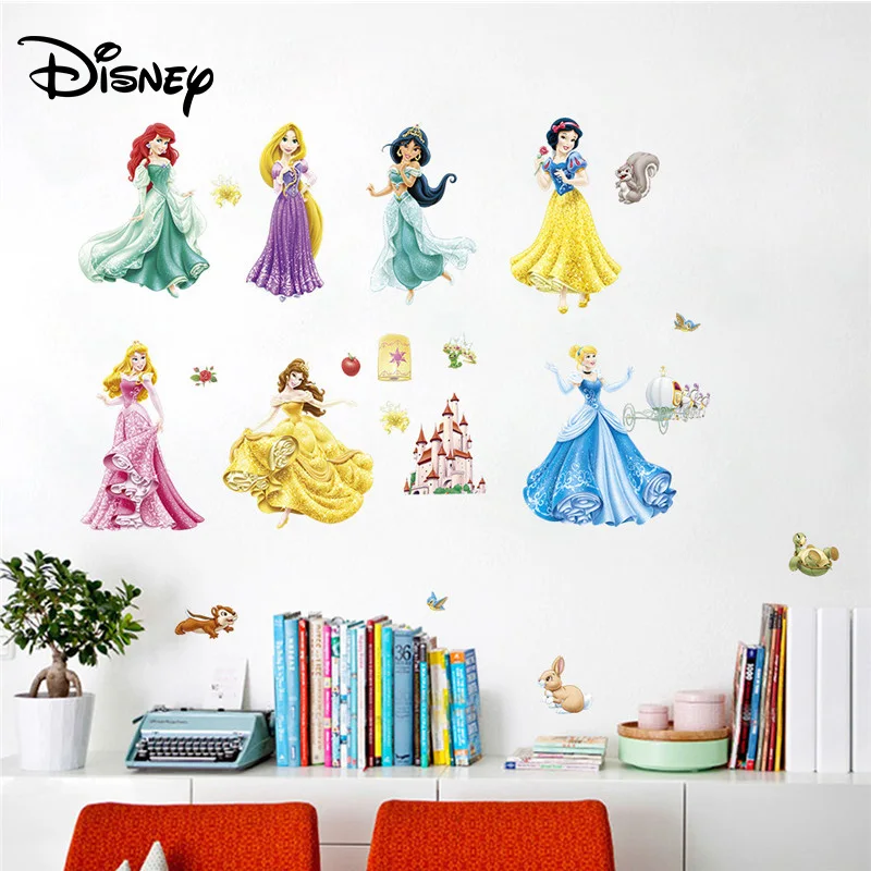 

Disney stickers children's room girls bedroom cartoon Princess baby room bedside kindergarten decorative stickers