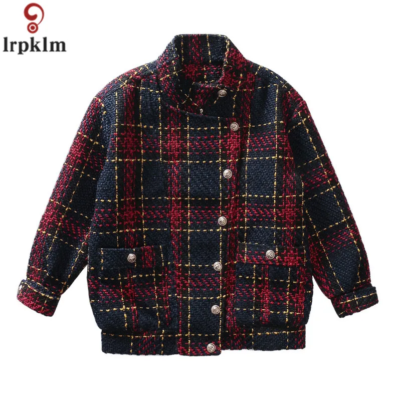 Брендовое женское твидовое шерстяное пальто свободные короткие с длинным