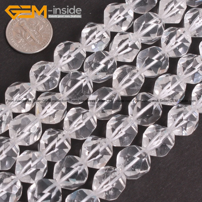 Натуральный граненый белый камень кварца Кристальные бусины для изготовления