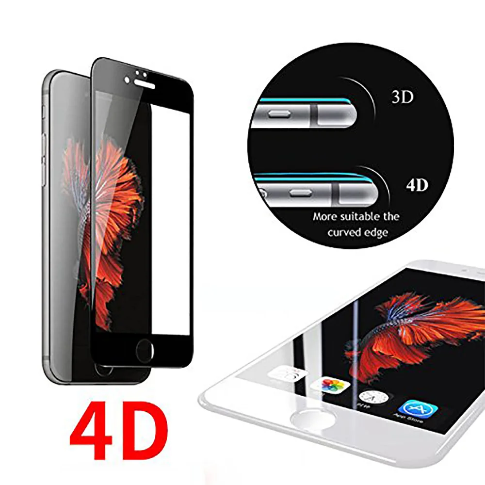 4D полноэкранное закаленное стекло из углеродного волокна для iPhone 8 7 6 6S PLUS защита