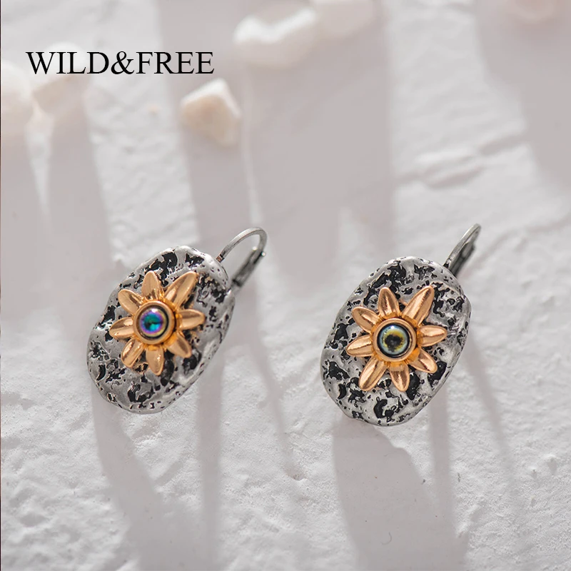 Wild &amp Free старинных золотых прямоугольник геометрические серьги для свадьбы