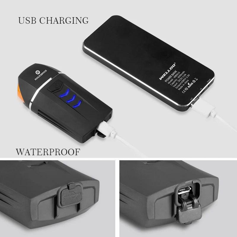 Звонок велосипедный ROCKBROS беспроводной с зарядкой от USB 350 лм | Спорт и развлечения