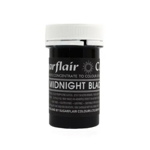 MIDNIGHT BLACK 30 цветов Sugarflair пастельные съедобные концентрированные пасты гель для еды торт чашка глазурь цвет 25 г - Цвет: MIDNIGHT BLACK