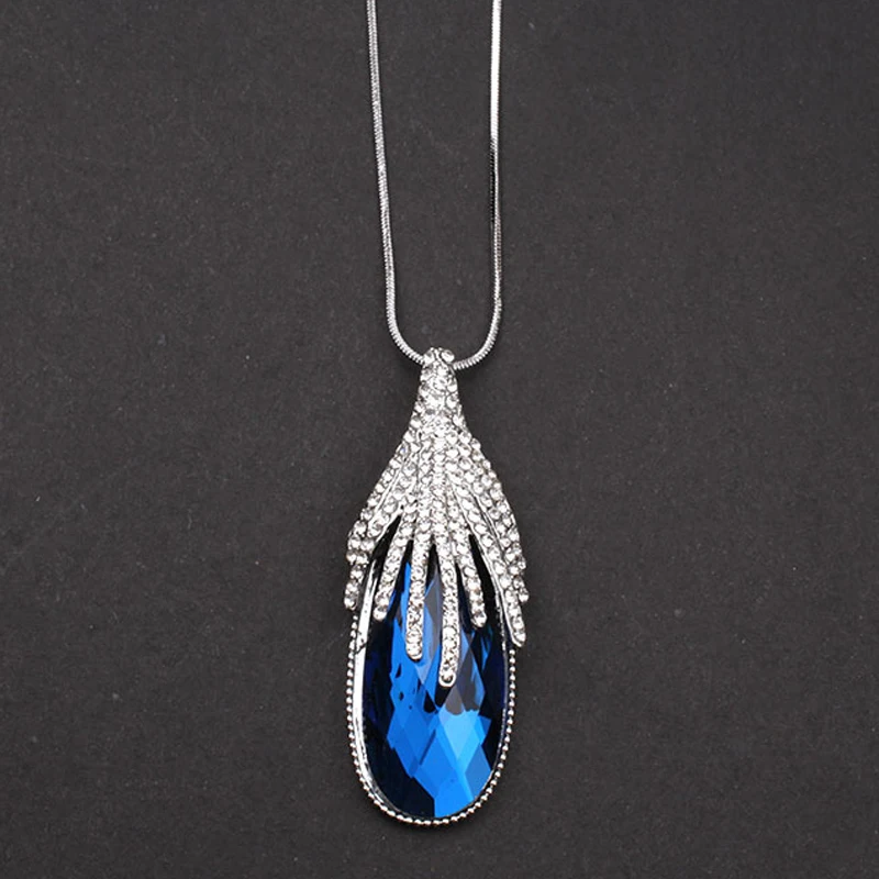 F &amp U модное ожерелье с подвеской в виде капли воды кристаллы и стразы длинная