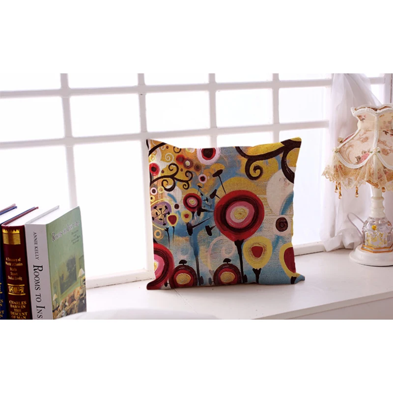 XINAHER Flower Oil Painting Polyester Cushion Cover Plant 45X45cm Pillow Case Home Decorative Pillows For Sofa Car | Дом и сад