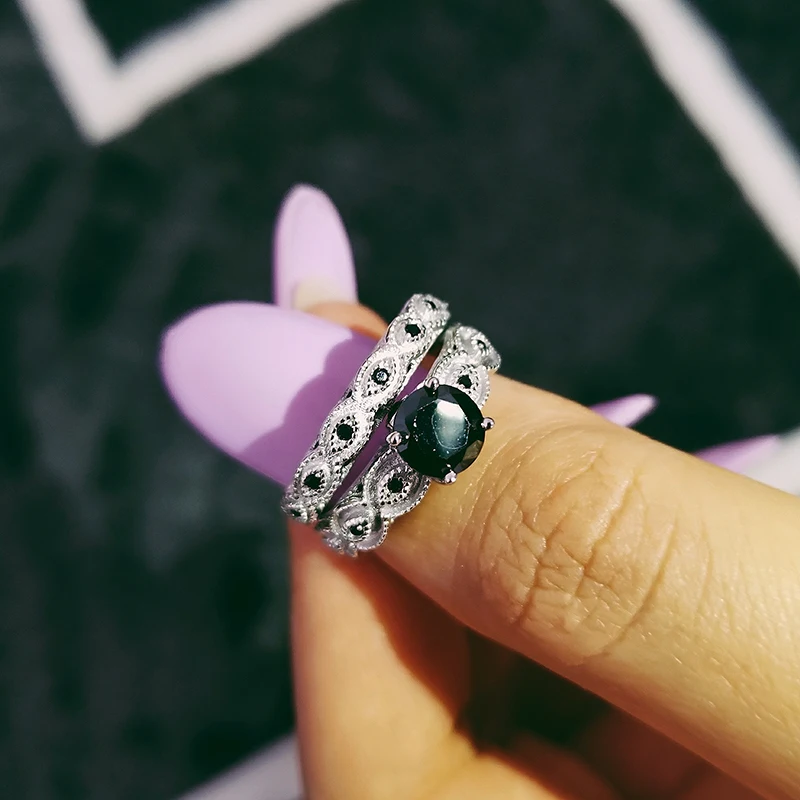 Moonso кольца из стерлингового серебра 925 для Женский черный цвет обручальное