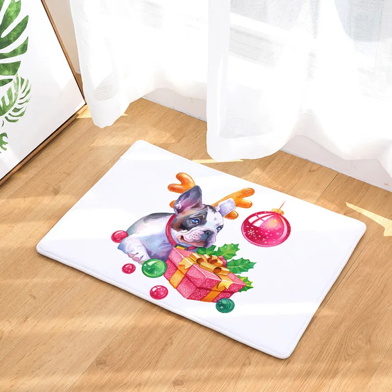 Comwarm Entrance Front Door Mat Non-Slip Animals Christmas Rugs Pengue Cat Puppy Decorative Leaves Yoga Floor Carpet For Kitchen | Дом и сад