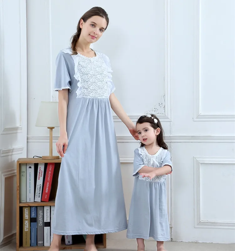 Одинаковая одежда для всей семьи Мама и я ночная рубашка девочек кружевная
