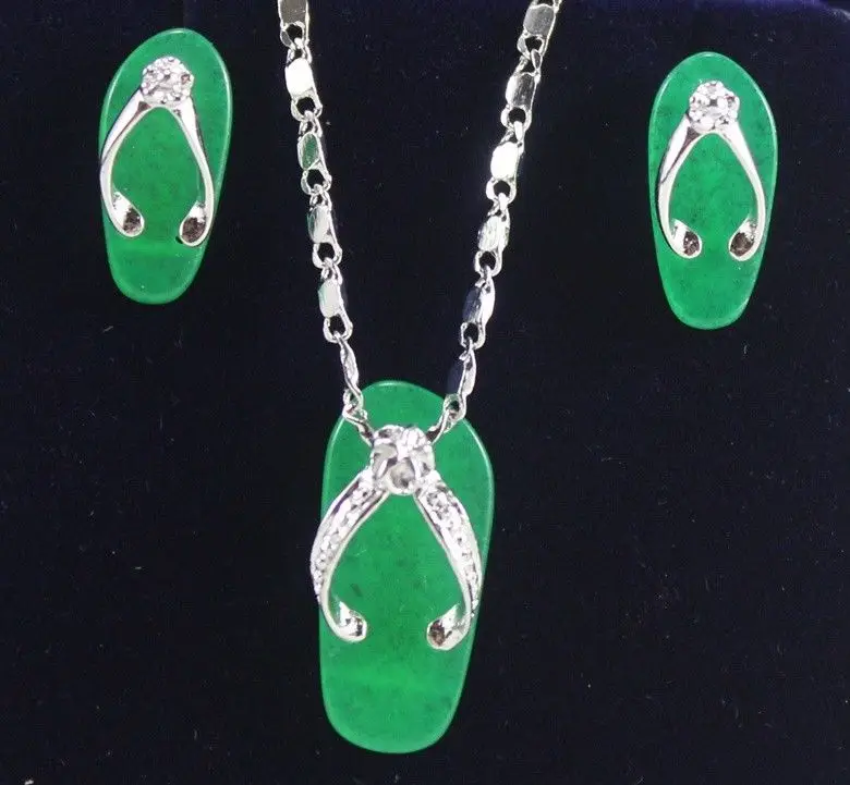 Модная белая Нефритовая серьга кулон цепочка ювелирный набор 18K позолоченные