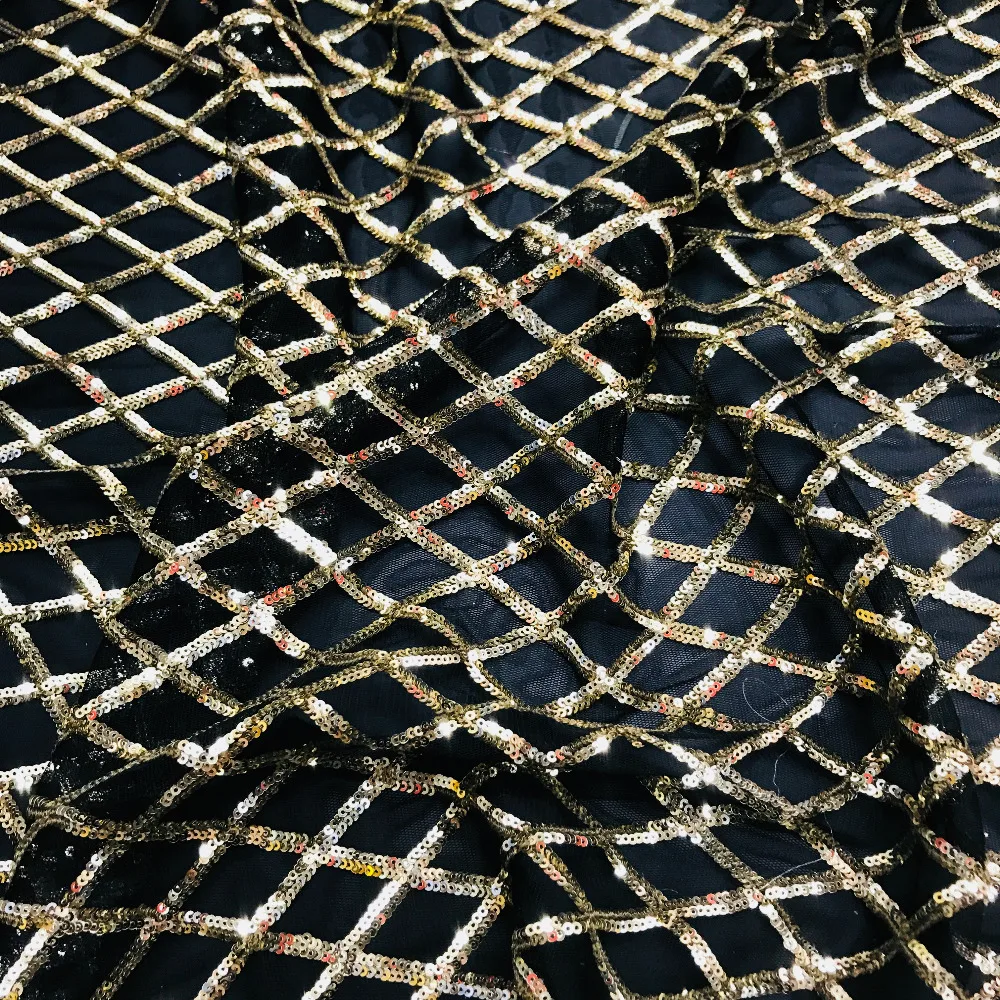 Бесплатная доставка в 2019 году. Золотые и черные кружевные ткани сделай сам.