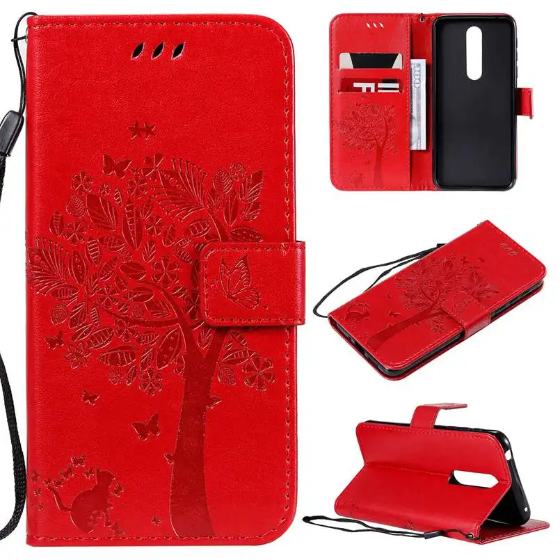 Красный Кожаный флип-чехол для Nokia Lumia 3,1 1 плюс 3,2X3 4,2 7,1 плюс X7 8,1 плюс X71 из искусственной кожи держатель для карт чехол-подставка чехол для телефона - Цвет: Красный