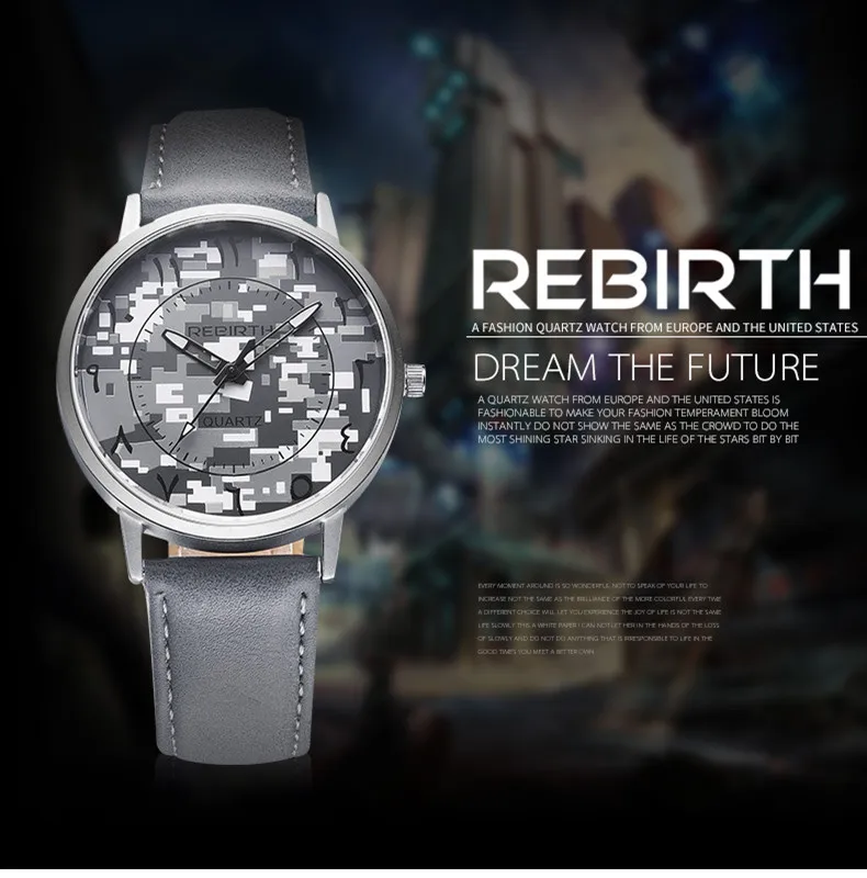 Новый бренд REBIRTH женские роскошные спортивные модные повседневные часы