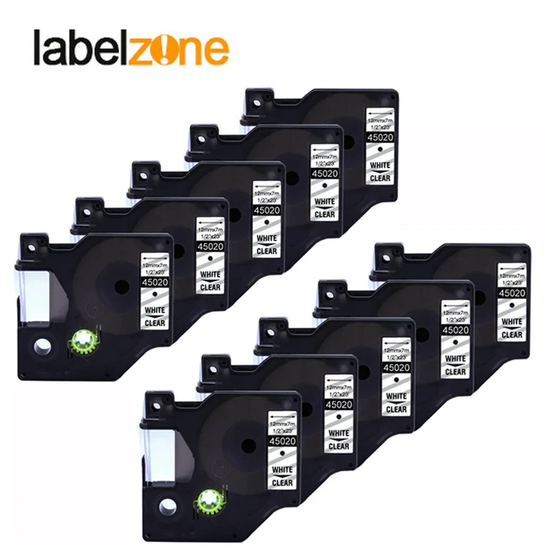 10pack 12mm 45020 white on clear compatible dymo D1 label printer laminated tapes for LabelManager 160 | Компьютеры и офис
