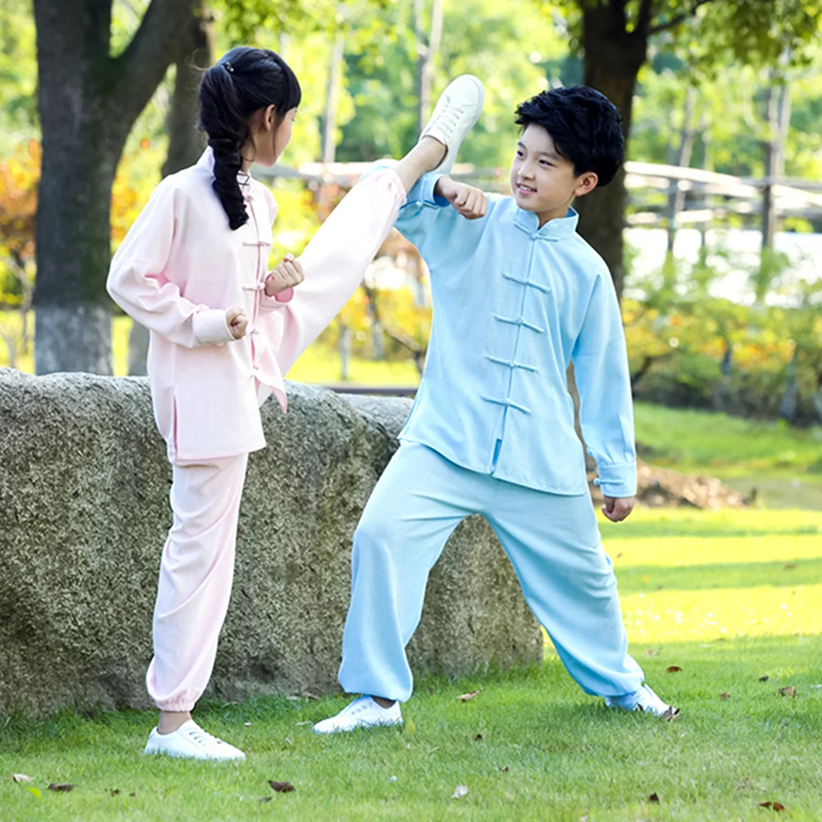 4 цвета Детские комплекты одежды с длинными рукавами и ушу народная Униформа кунг