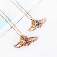 fashion beautiful ladies fashion angel wings peach crystal heart necklace chain of clavicle 3302dd