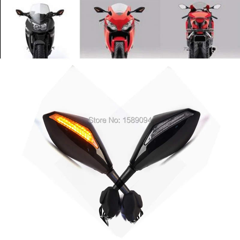 Черный глянец светодиодный поворотник заднего вида зеркала для YAMAHA YZF R1 R6 FZ1 FZ6 600R R3
