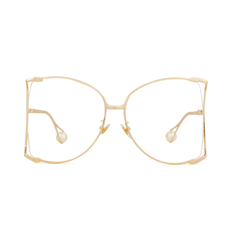 Большие золотые прозрачные очки для женщин модные полукруглые 2020 дизайнерские